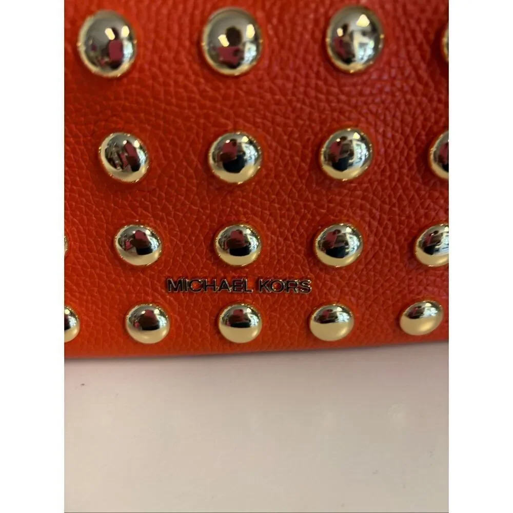 Michael Kors Ember Small Peppled Leather Embellished Messenger Bag